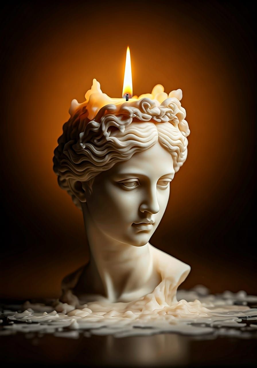 Melting Woman Candle in Ethereal Digital Art