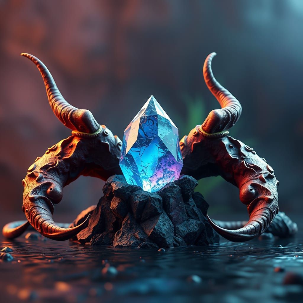 Fantastical Gemstone Amidst Horned Splendor