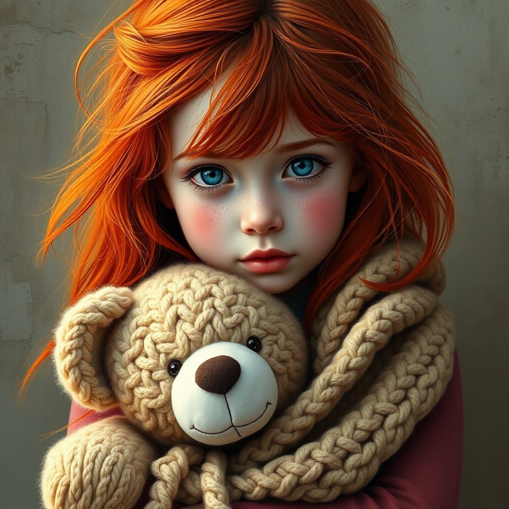 Hyper-Realistic Digital Portrait of a Young Girl with Vibran...