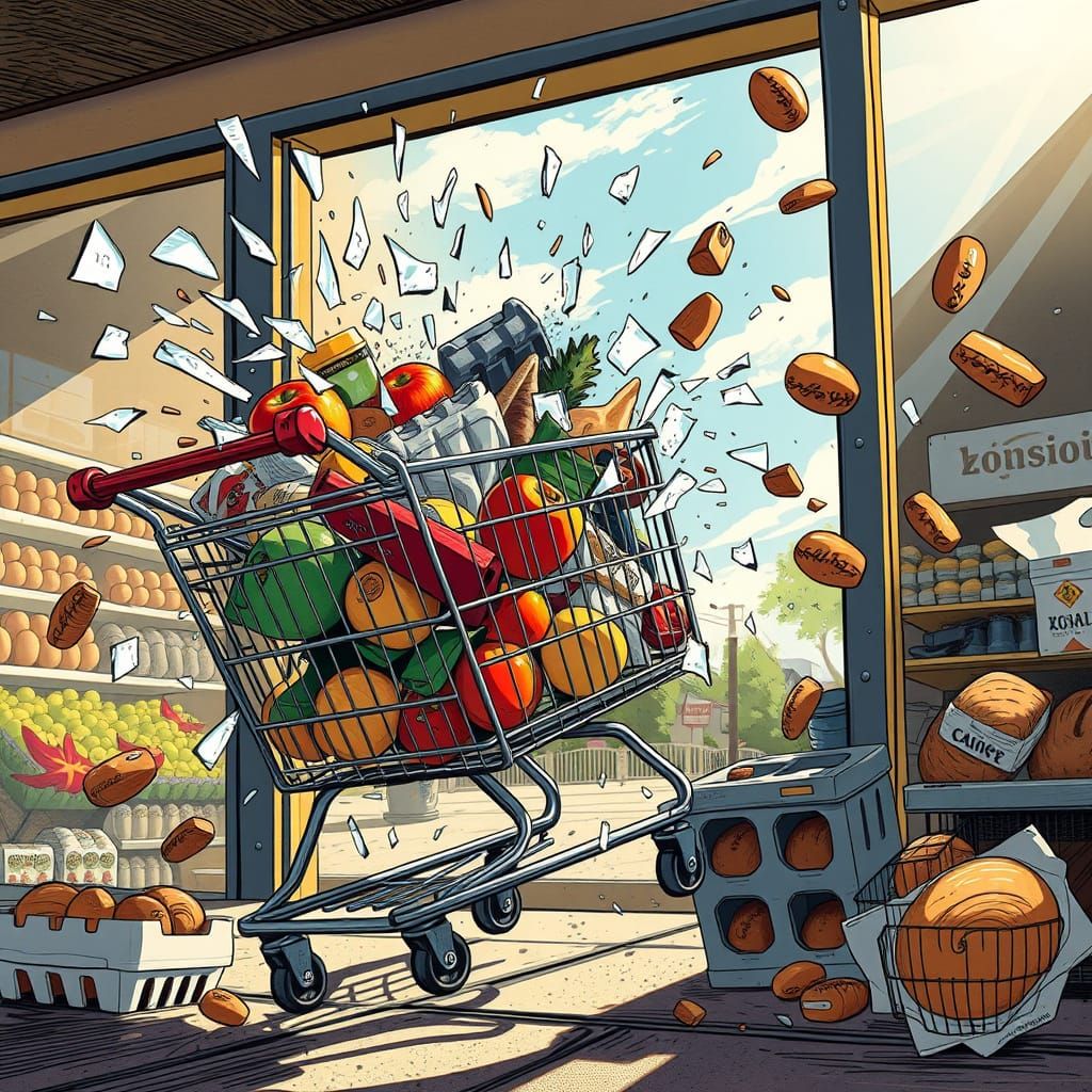 Grocery Store Chaos: Shopping Cart Explosion