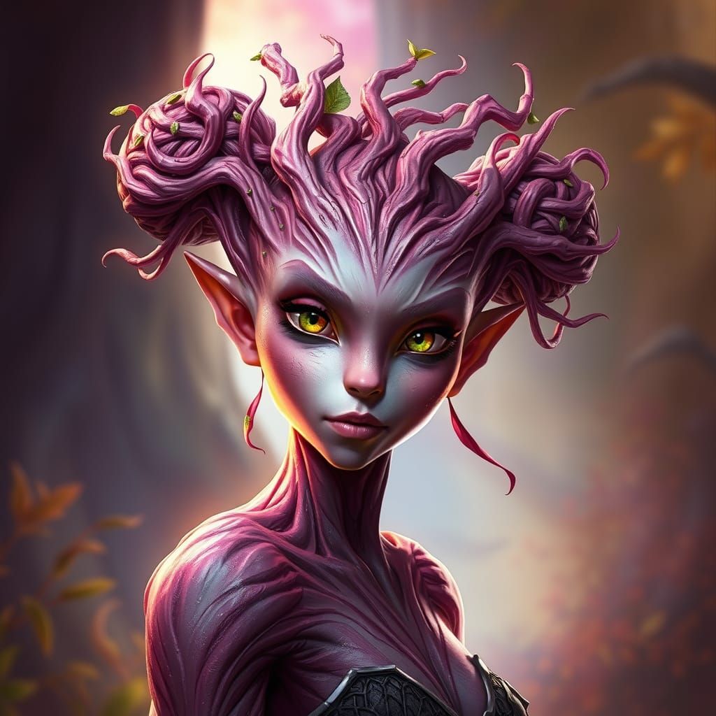 Hyperrealistic Sylvari Dryad in Vibrant Colors and Woodland ...