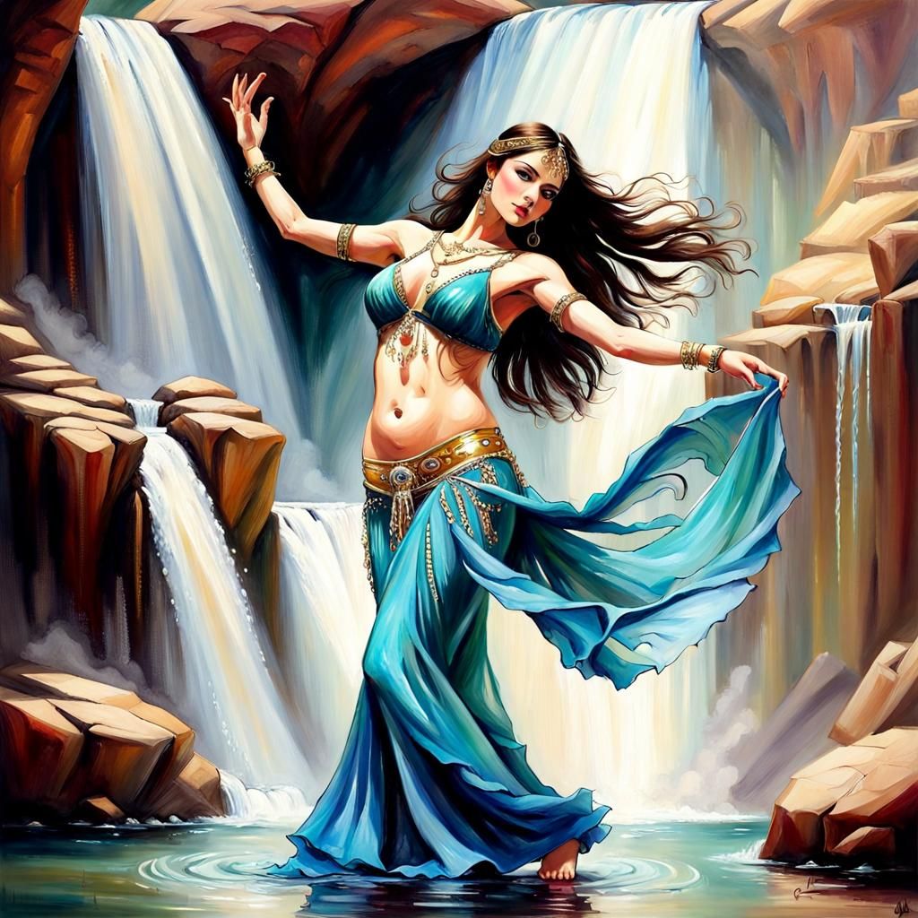 Belly Dancer by Waterfall