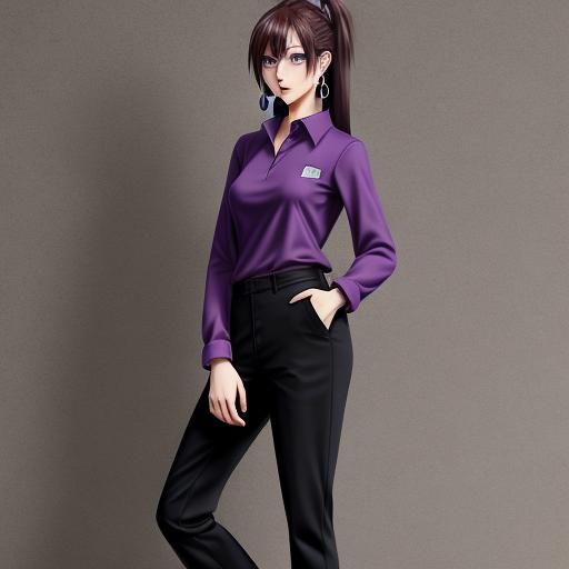 Anime Girl with Brown Hair and Blue Eyes