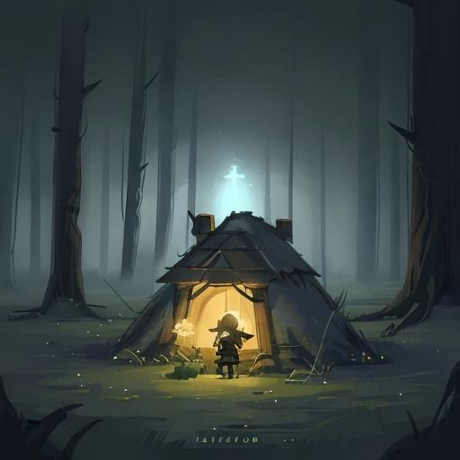 Mystical Forest Warrior with Glowing Staff