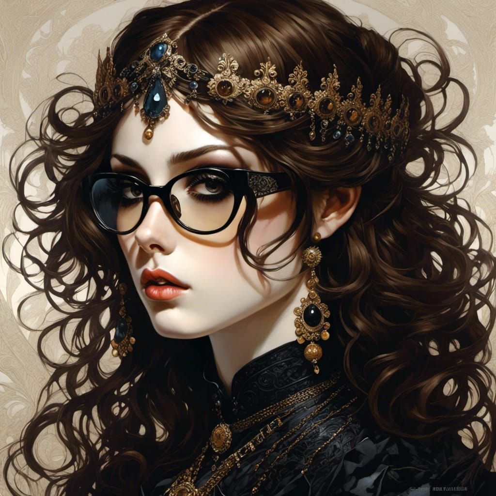 Mournful Goth Woman in Botticelli Style