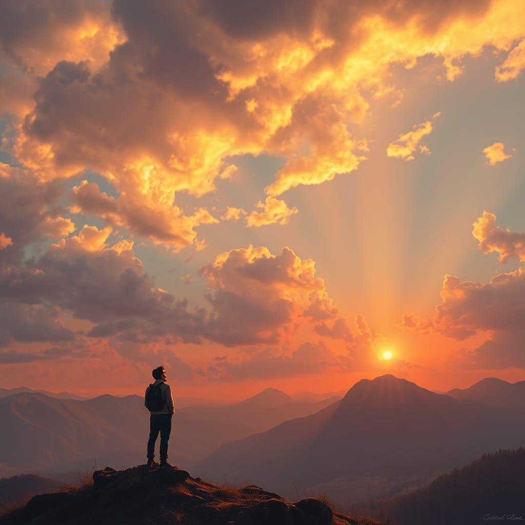 Iridescent Sky Over Mountain Landscape