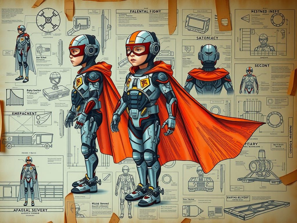 Mechanical Baby Superhero Outfit Blueprint