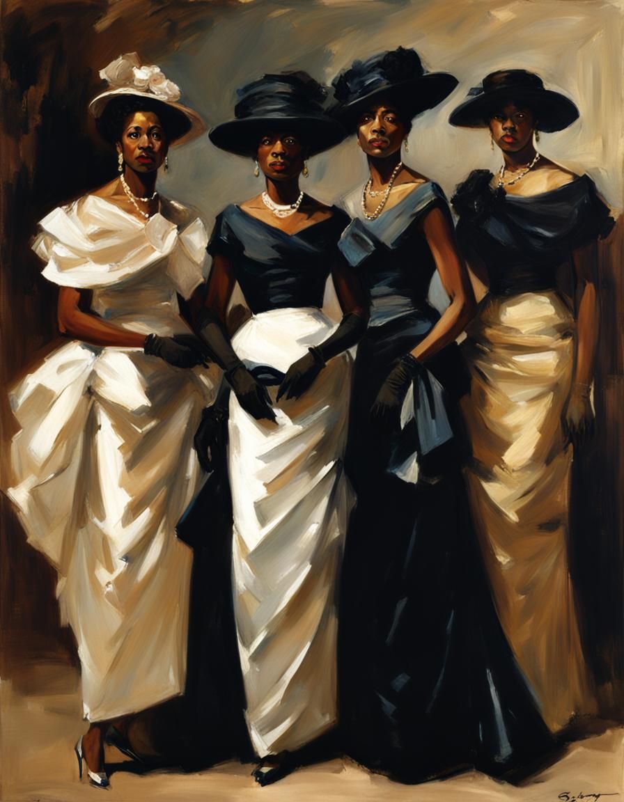 Elegant Black Women in Sargent-Style Portrait