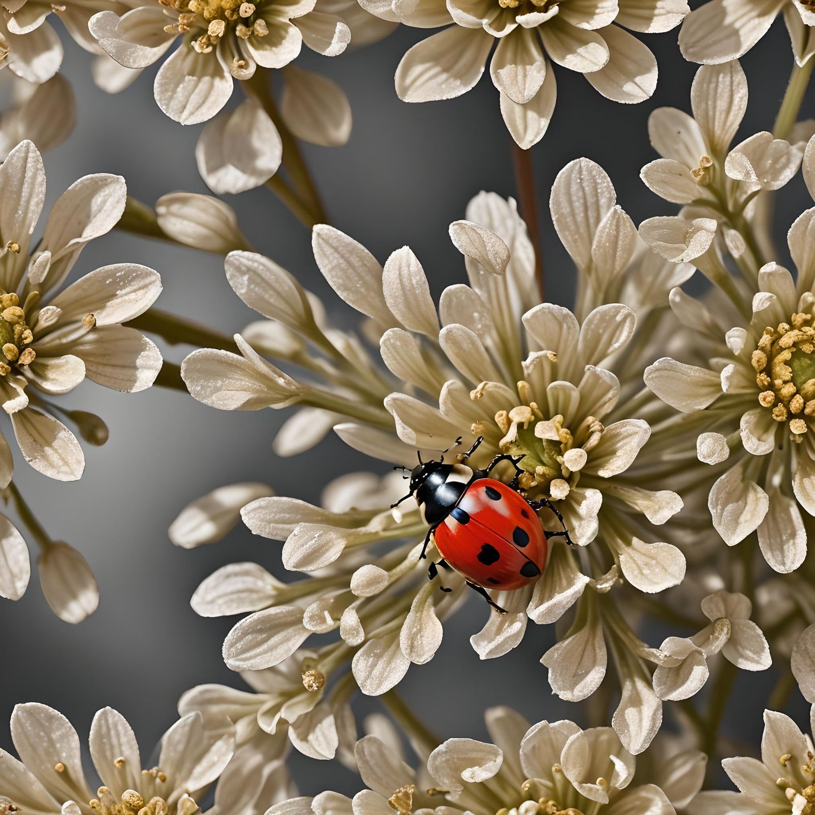 A vividly detailed scene unfolds in a hyper-realistic macro ...