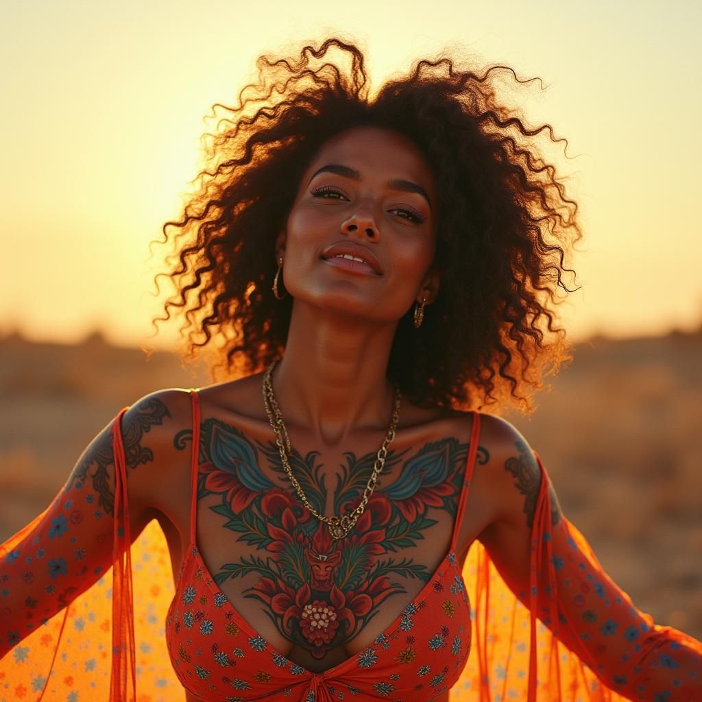 Realistic Portrait of a Woman with Open Arms