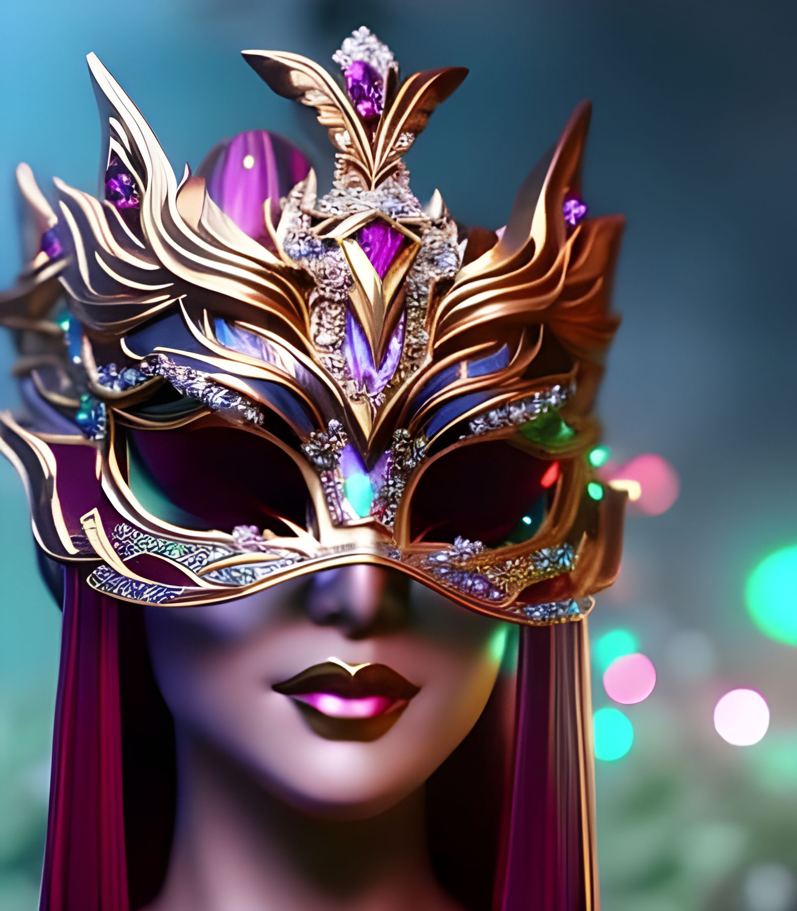Goddess in Bejeweled Dragon Masquerade Mask