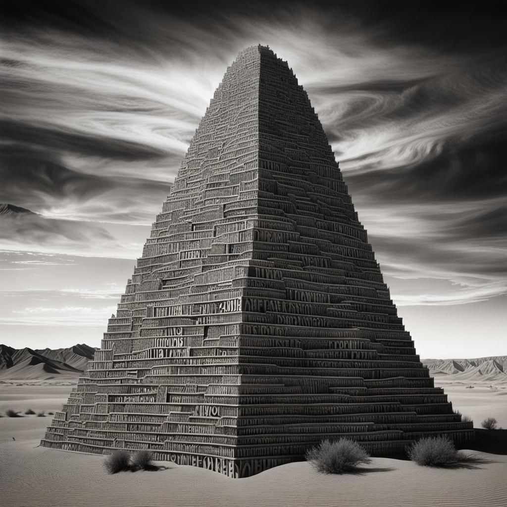 Tower of Babel in Desert of Words, Charcoal