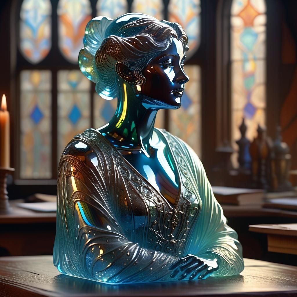Art Nouveau Glass Figurine in Fantasy Classroom