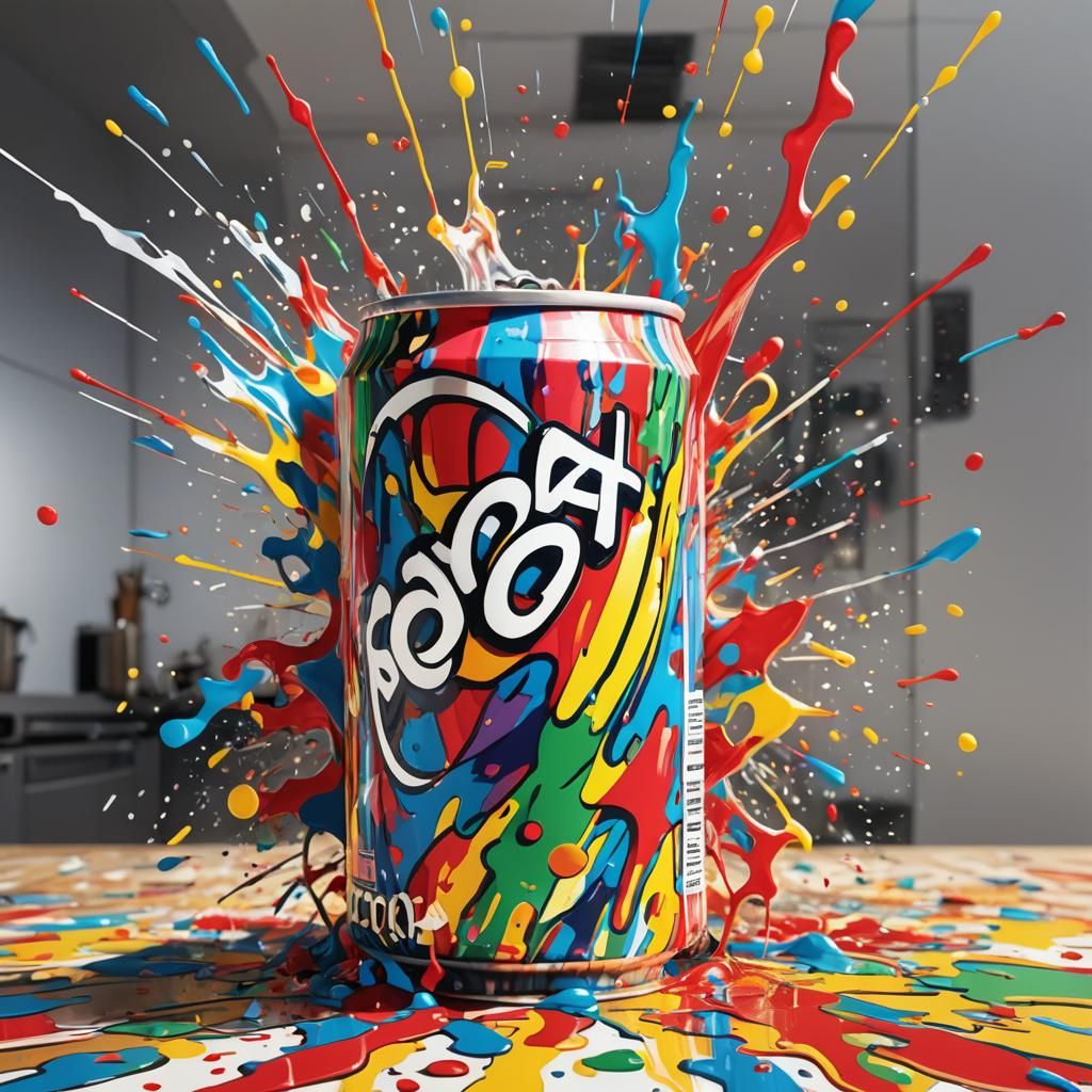 Exploding Soda Can in Vibrant Pop Art Style