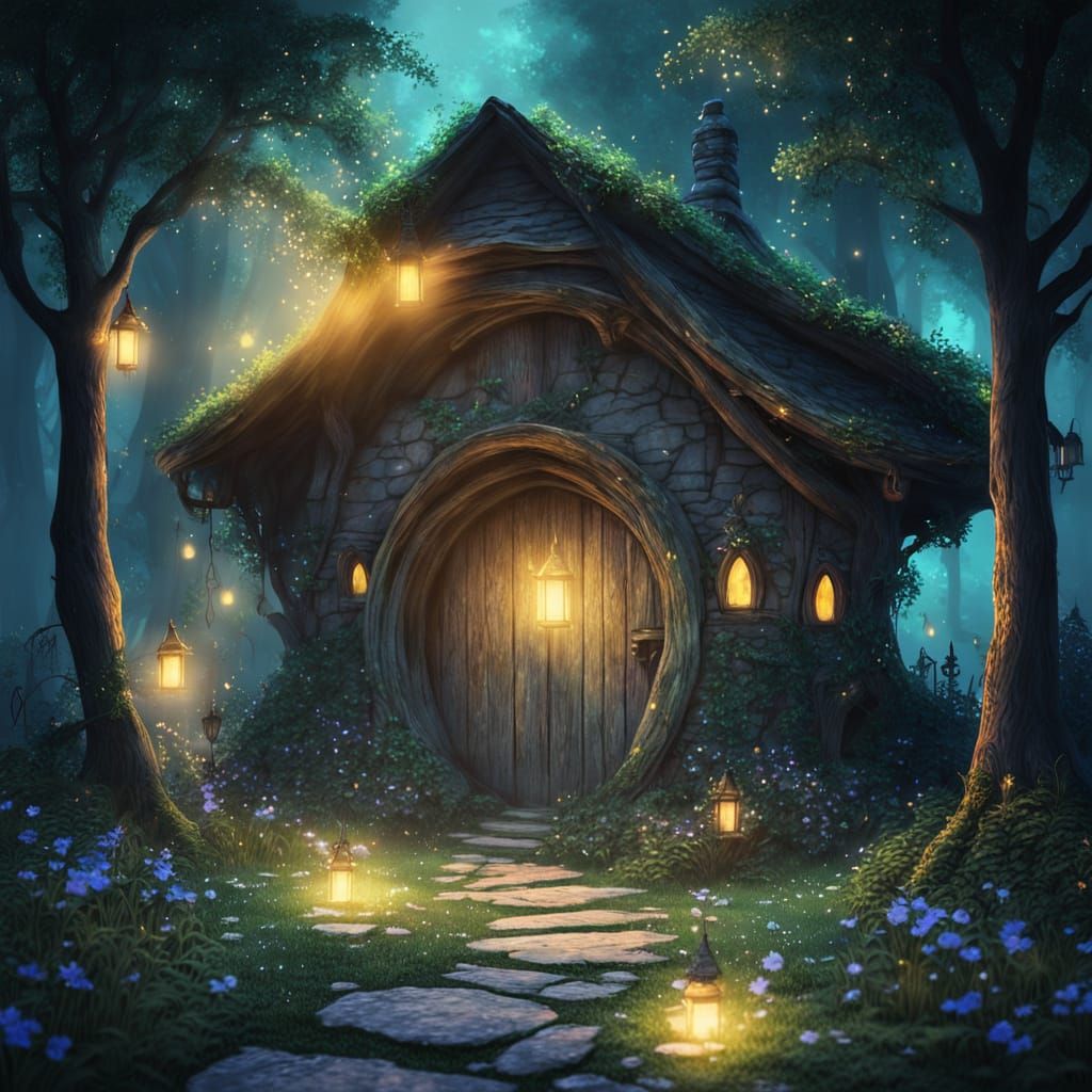 Magical Hobbit Hole in Gothic Witch's Forest