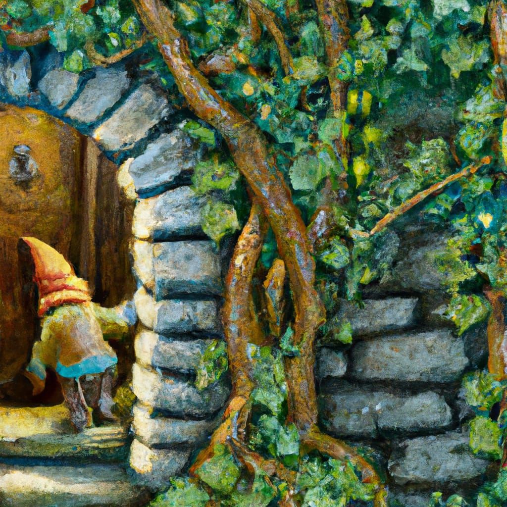 Dwarf Enters Dungeon: Impressionistic Oil Painting