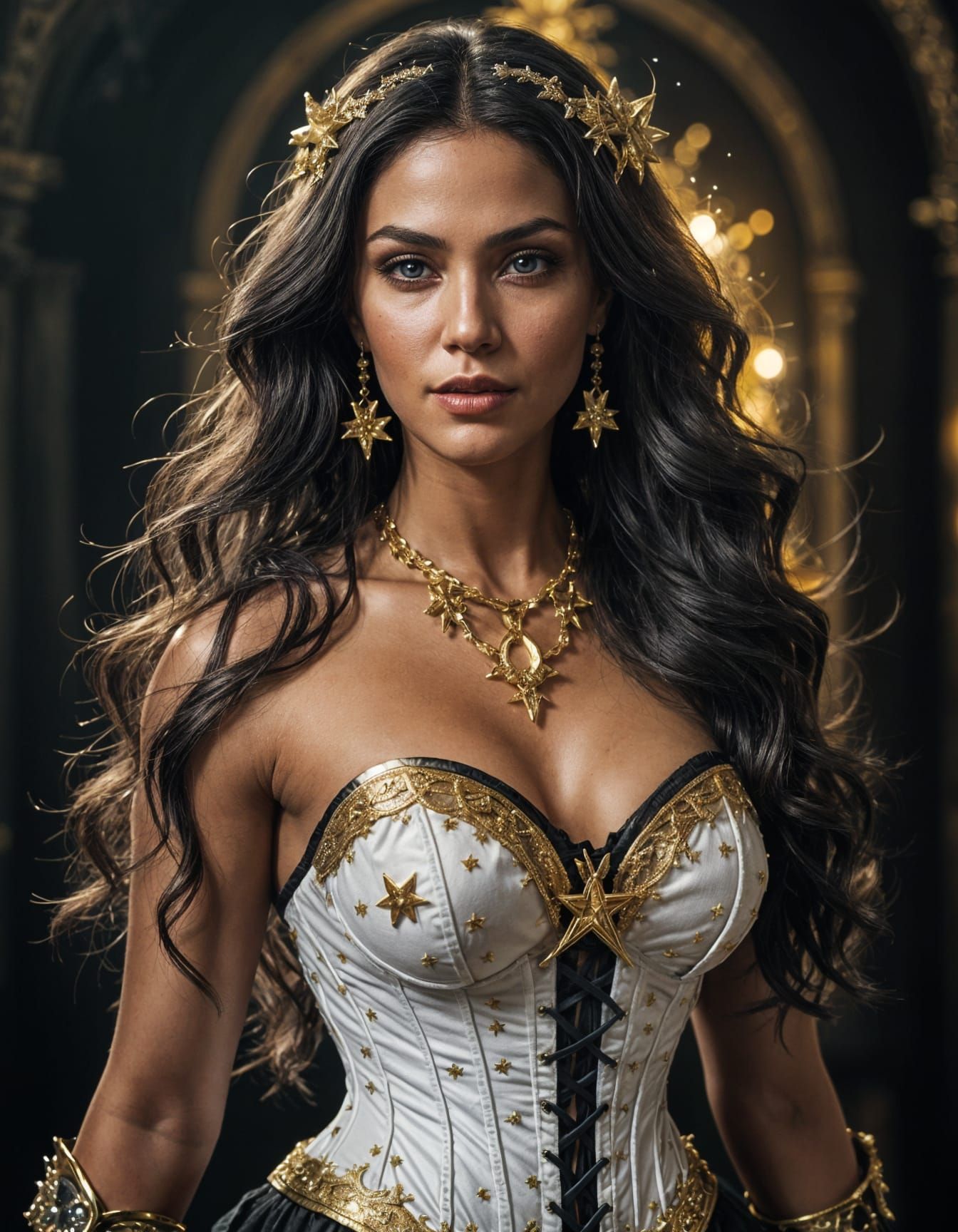 Stunning Female Necromancer with Star Corset