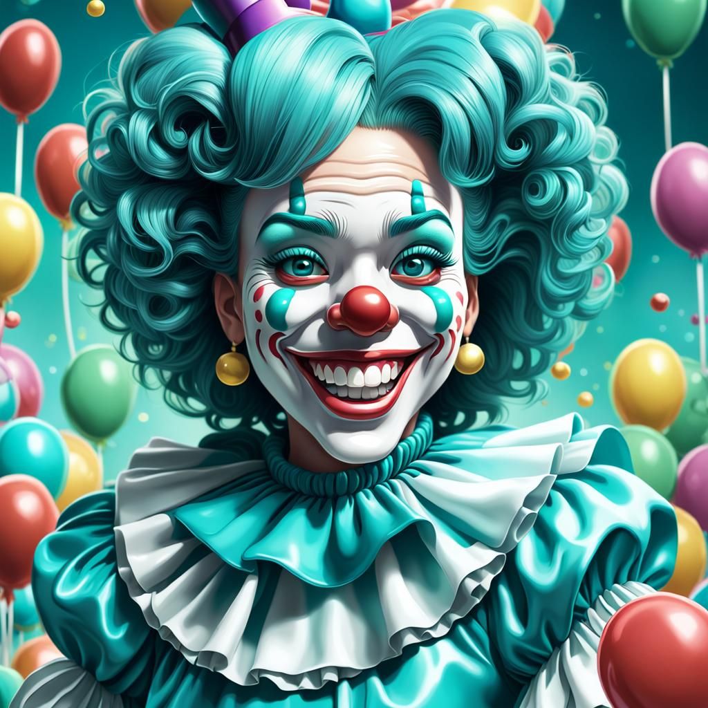 Teal Clown Queen with Candy Art Style