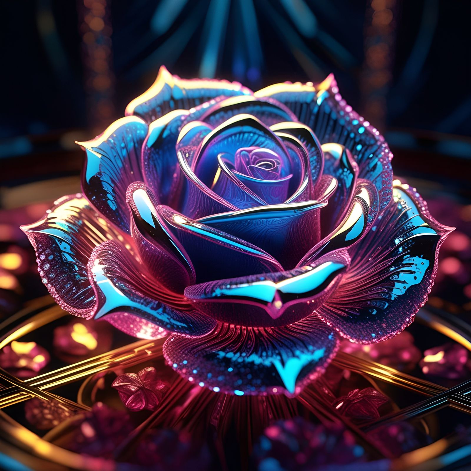 Luminescent Crystal Rose: Micro Photography Masterpiece