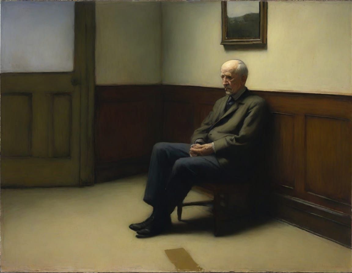 Impressionist Oil Painting of a Forlorn Figure