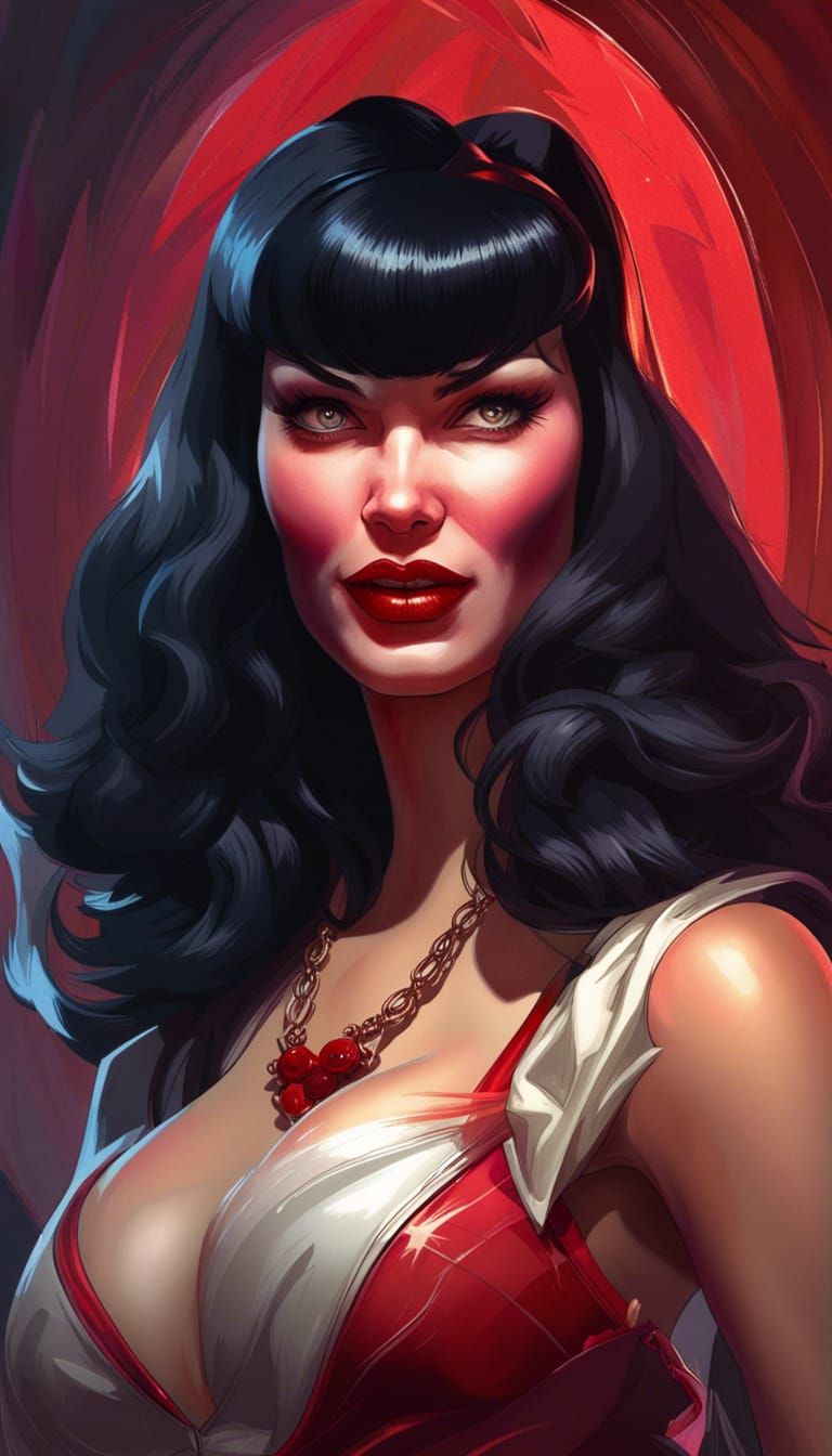 Vampirella Portrait of Bettie Page in Art Nouveau Style