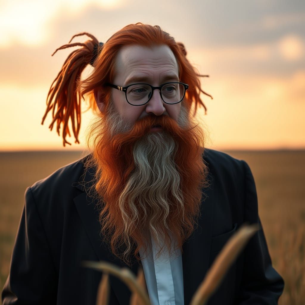 A Red-Haired Rabbi Contemplates the Cosmos in a Field