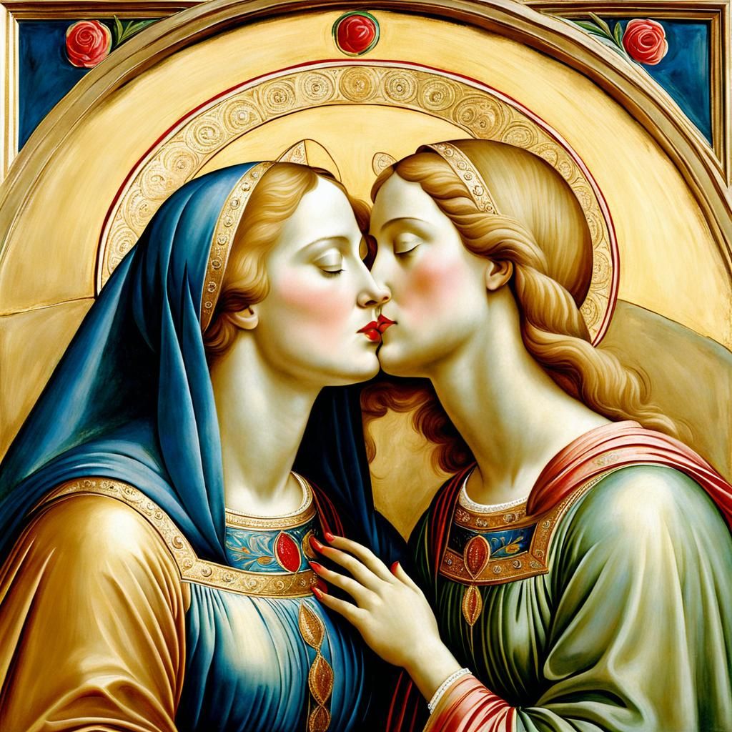 Renaissance Kiss: Fra Angelico Style Embrace