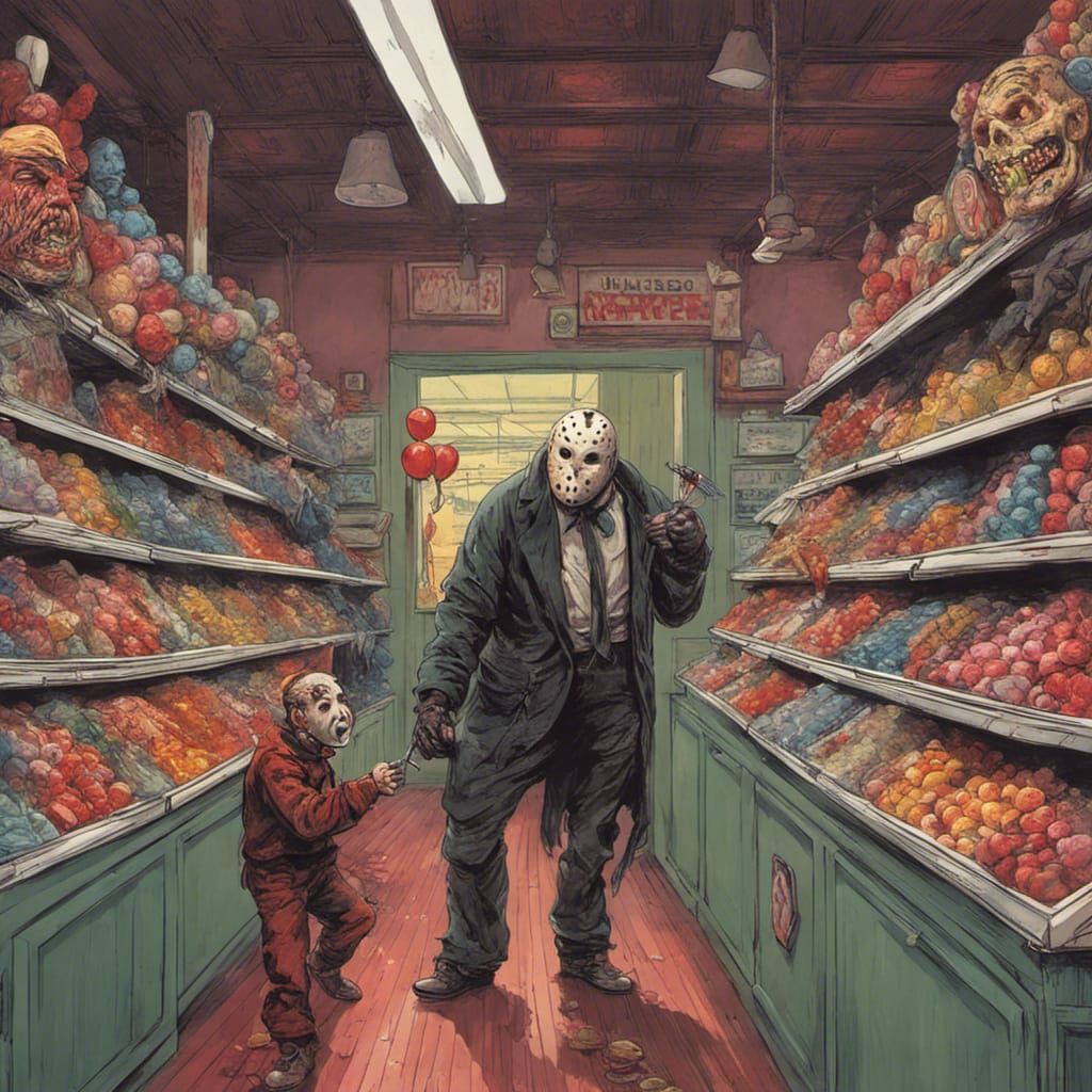 Jason and Freddy Krueger in a Candy Store