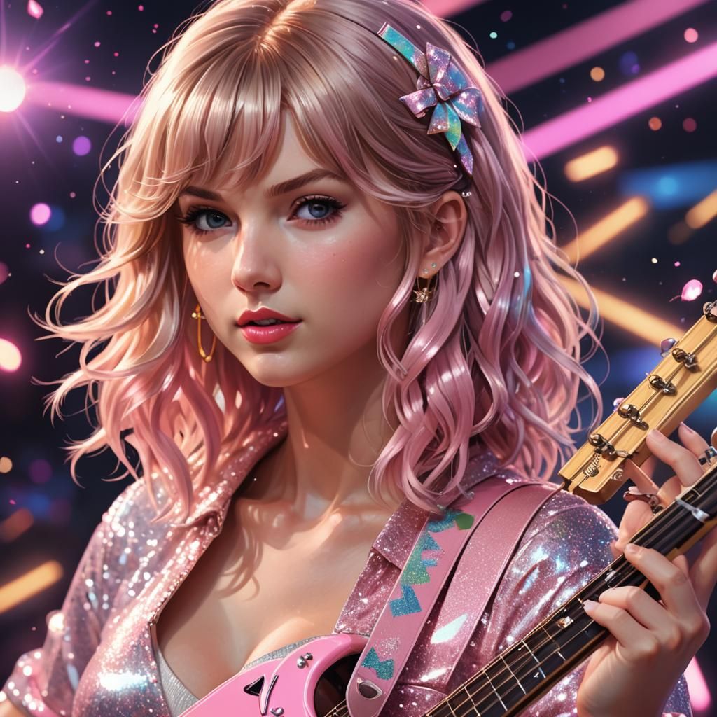 Anime-Inspired 3D Portrait with Guitar
