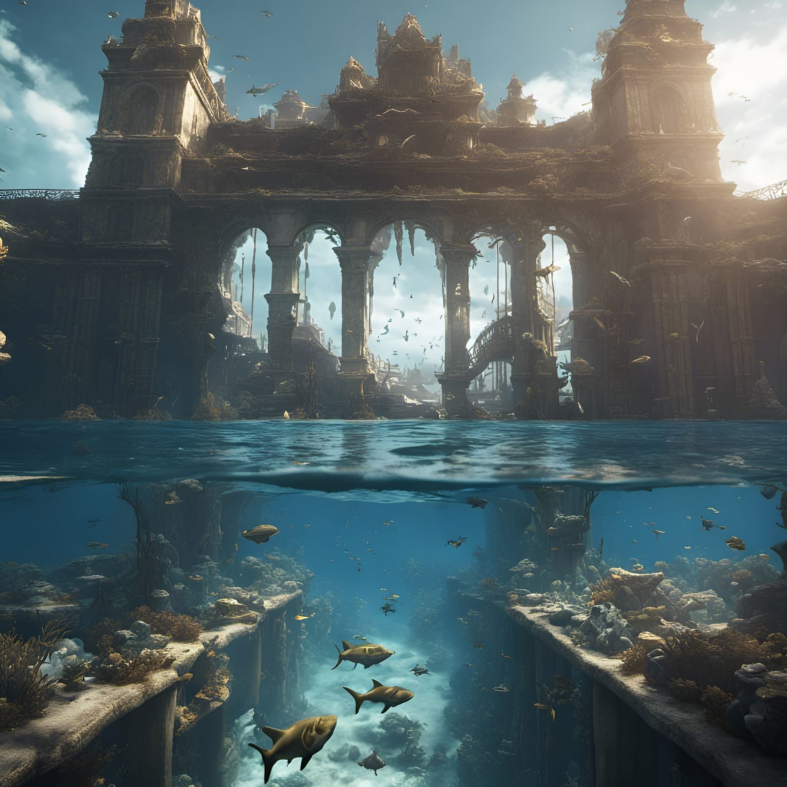 Lost City of Atlantis in Chaotic Ocean
