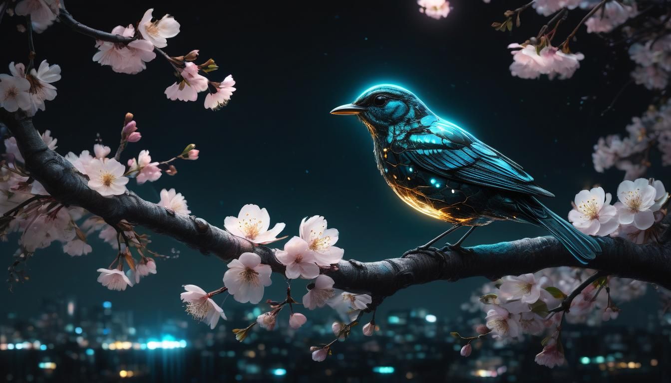 Bioluminescent Bird and Paris in Lightbulb