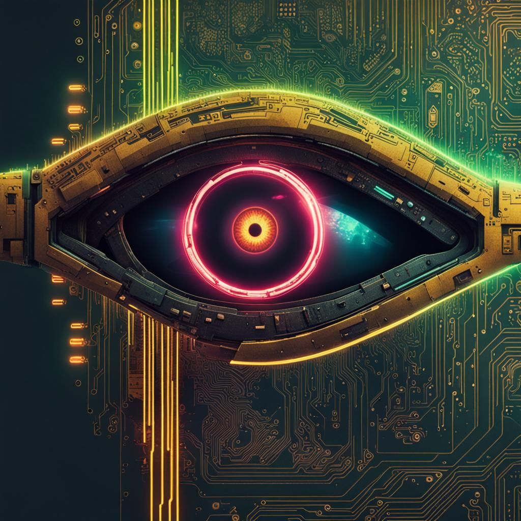 Cyberpunk Eye with Circuit Board
