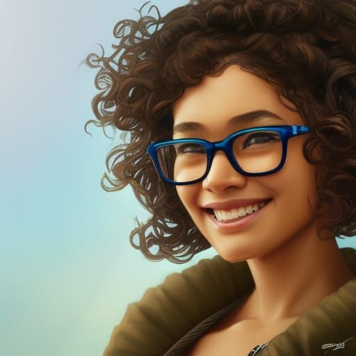 Smiling Samoan Girl Portrait in Hyperdetailed Style