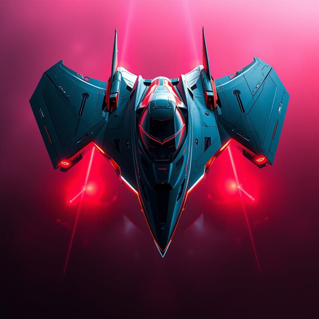 Cyberpunk Futuristic Flying Car Spaceship with Angular Bruta...