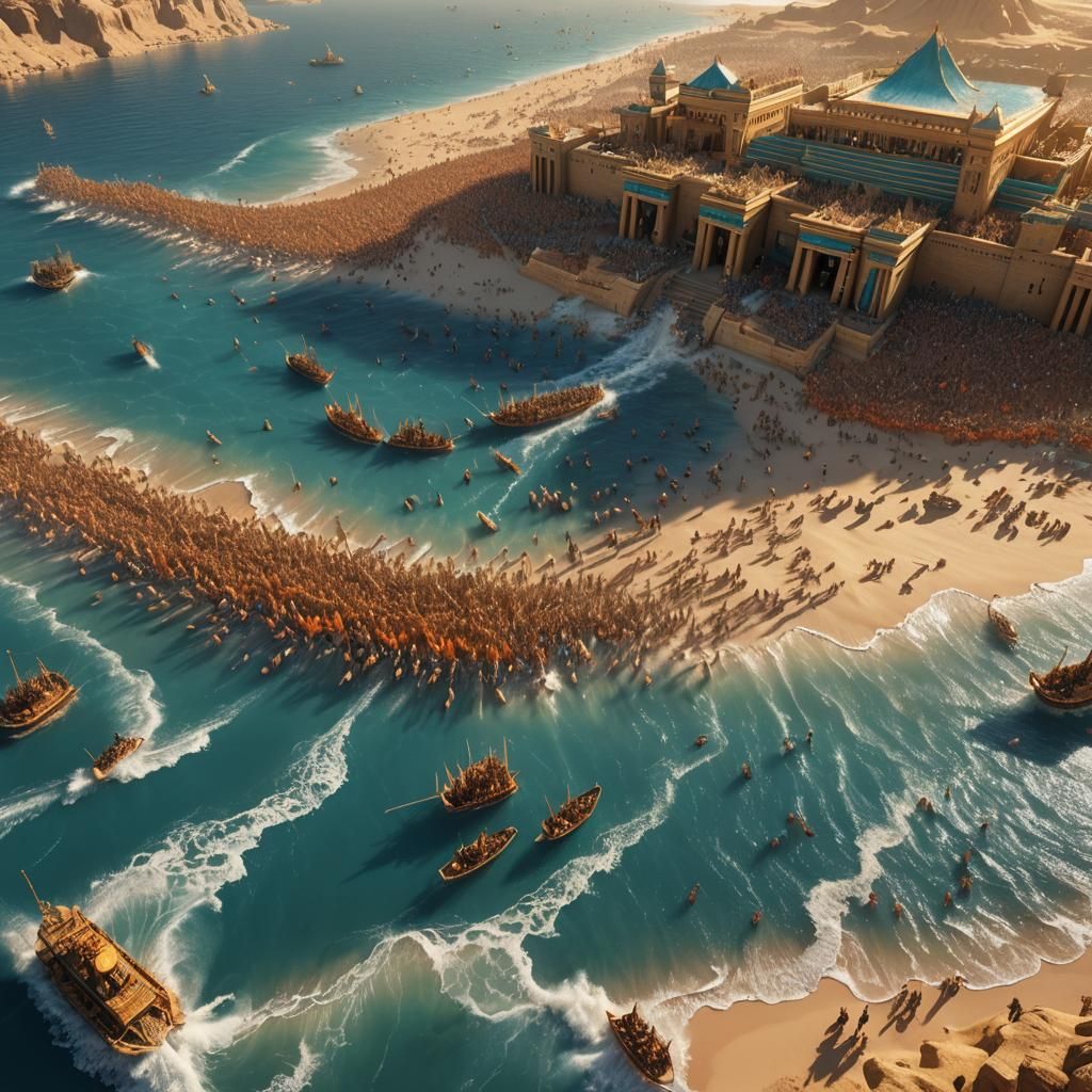 Pharaoh's Army Drowns in Red Sea: Fantasy Art