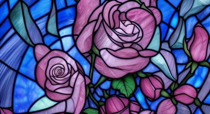 Stained Glass Pink Rose in 8K Resolution