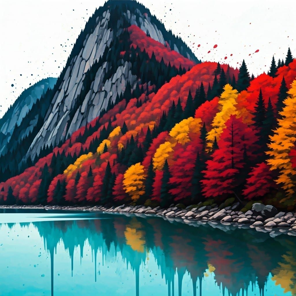Autumn Mountain Ink Landscape