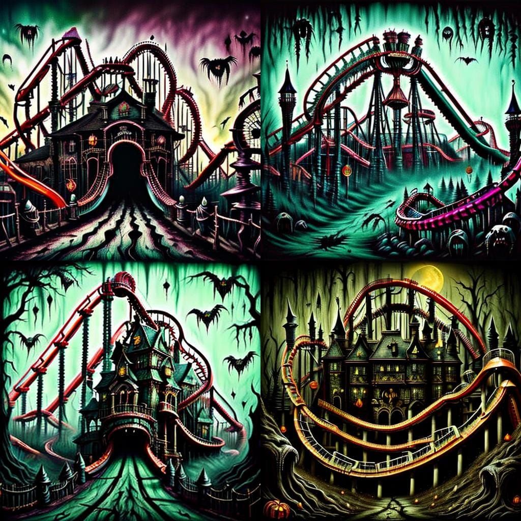 Horror Theme Park Roller-Coaster in Gothic Style