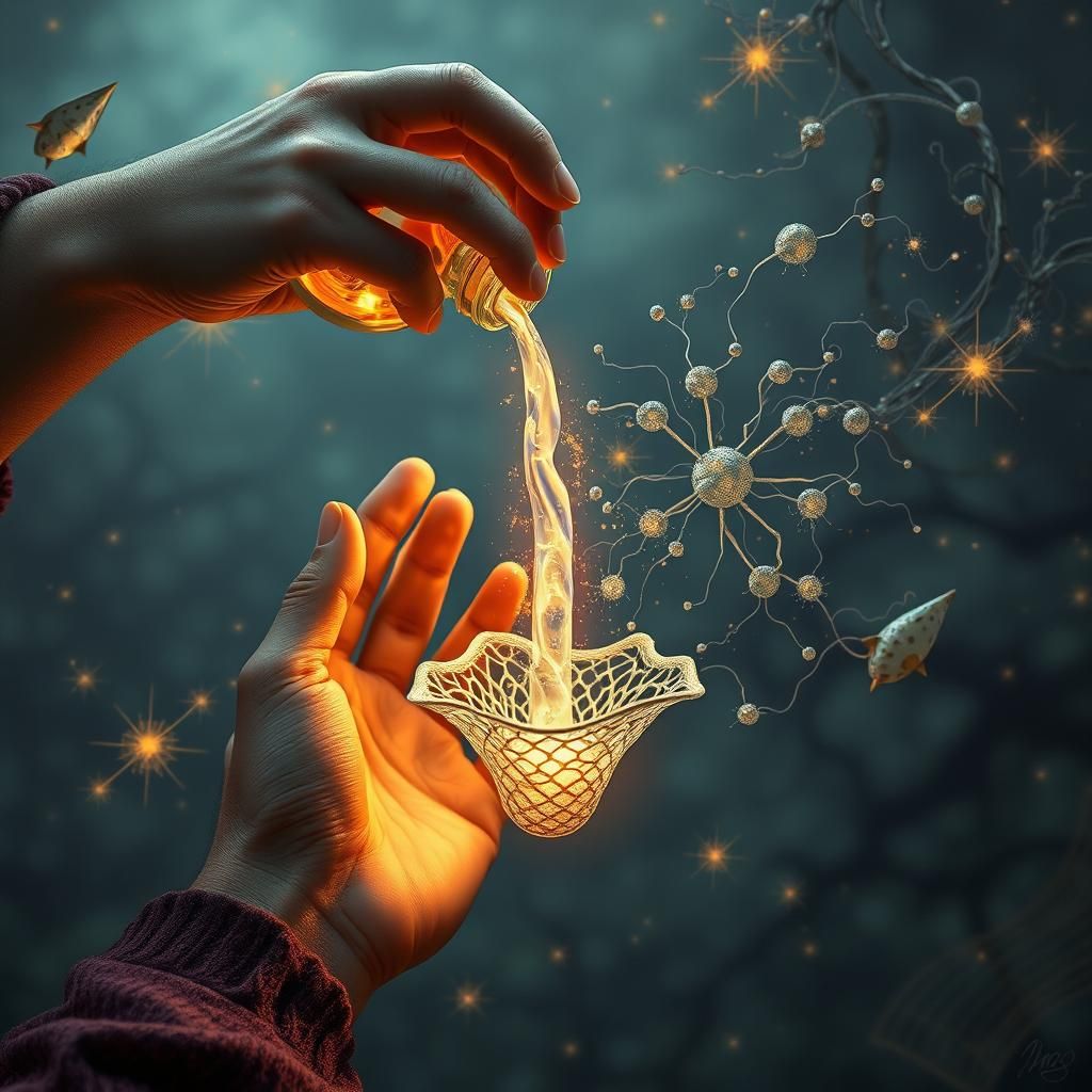 Glowing Potion Pouring Into Open Mind