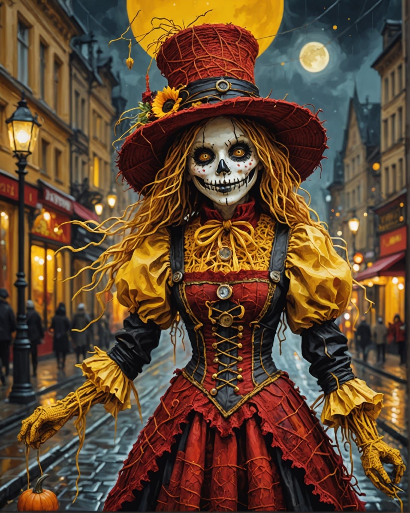 Steampunk Scarecrow's Halloween Feast: Klimt-Inspired Croche...