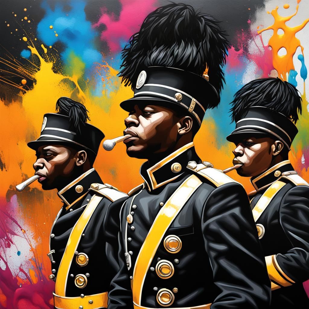 Grambling State Drum Majors in Graffiti Art Style