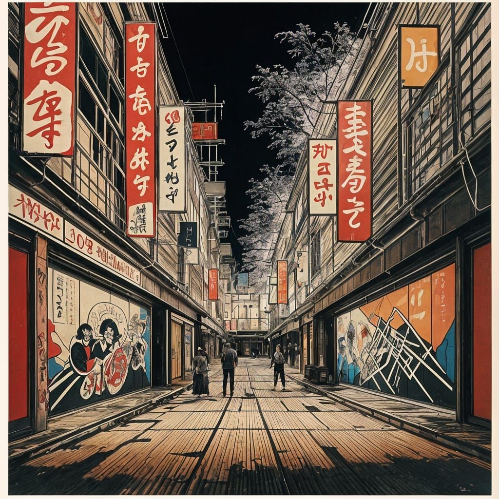 Ukiyo-e Style Basquiat Painting