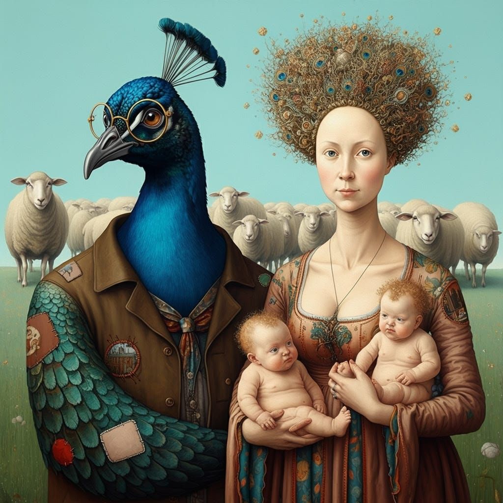 Whimsical Dürer-Inspired Painting of Enchanted Figures in a ...