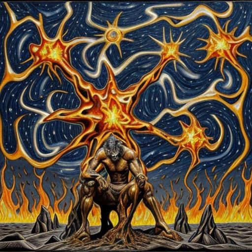 Molten Iron Starry Night: Abstract Expressionism Masterpiece