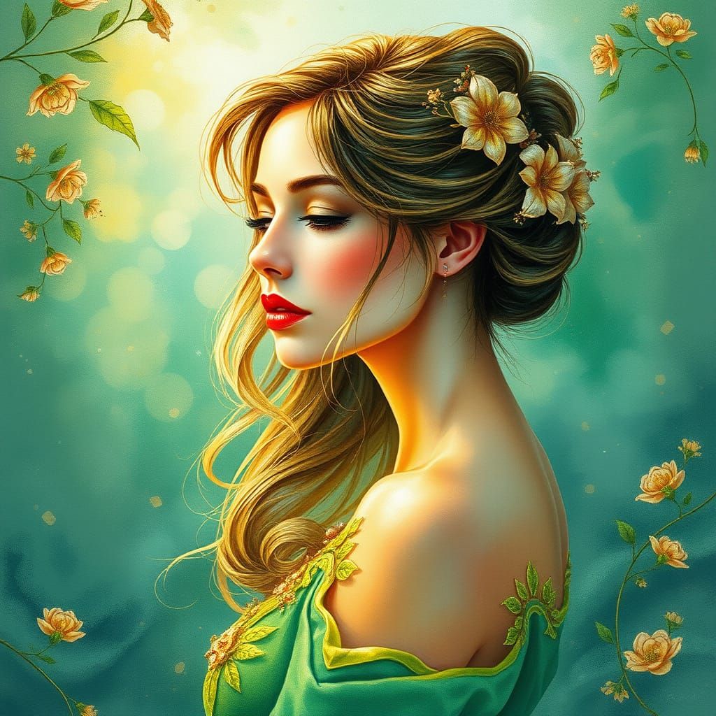 Ethereal Goddess in Vibrant Watercolour