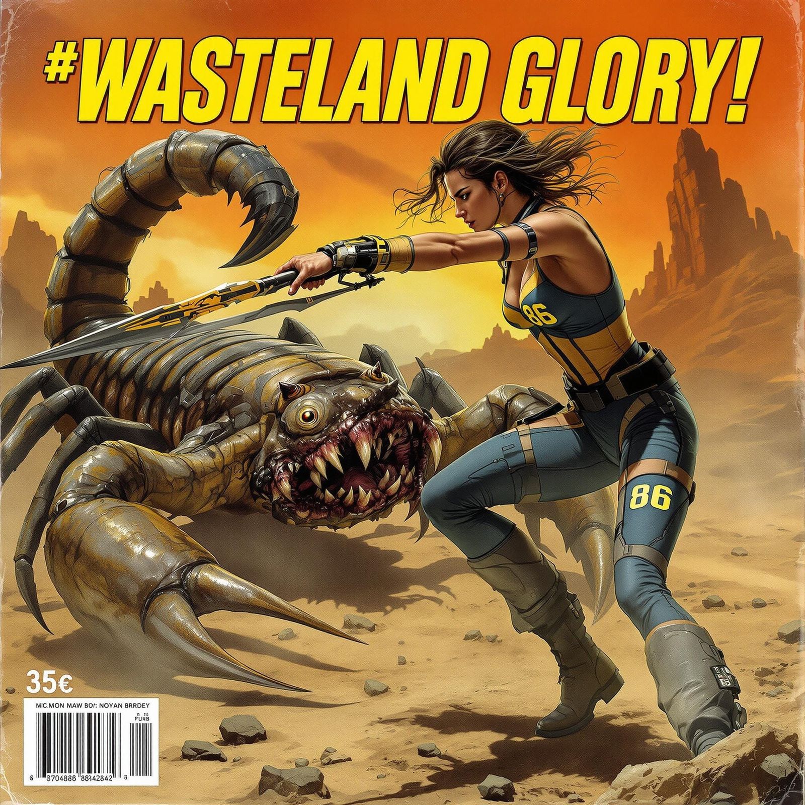 Wasteland Glory: Vault Dweller vs. Scorpion in Retro Style