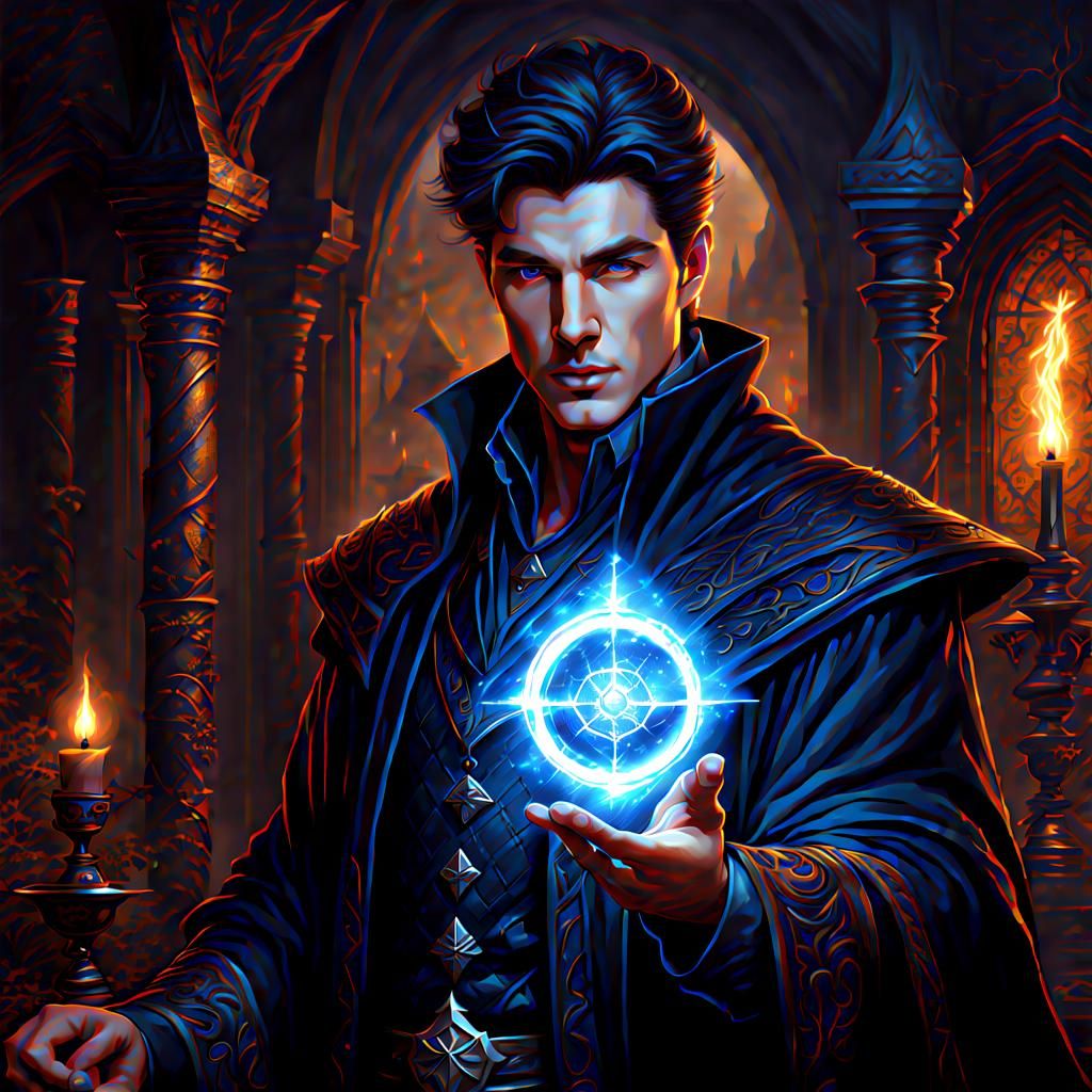 Young Wizard in Dark Fantasy Digital Art