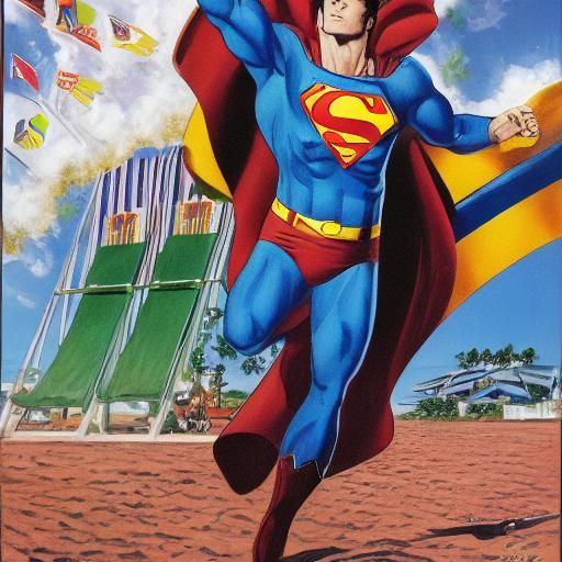 Superman Sipping Pina Colada on the Beach