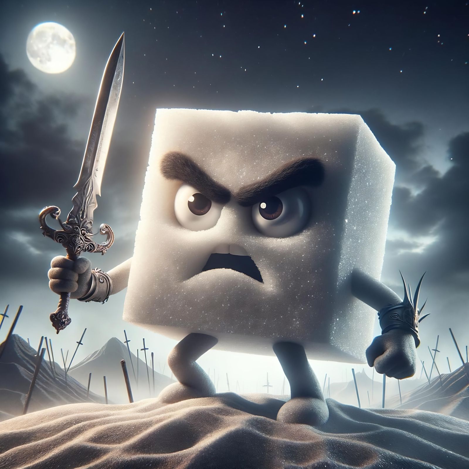 Sugar Cube Dark Fantasy Character with Sword