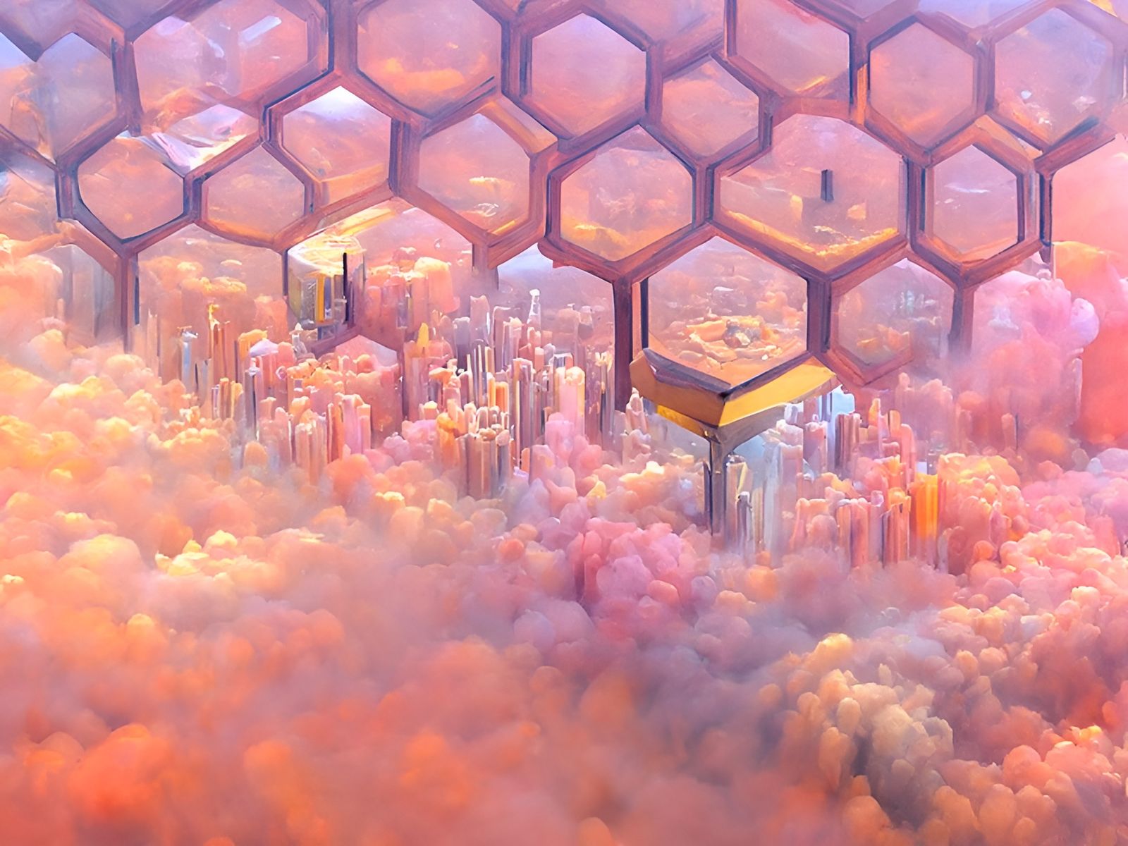 Honeypunk Cityscape in Water-Cooled Computer